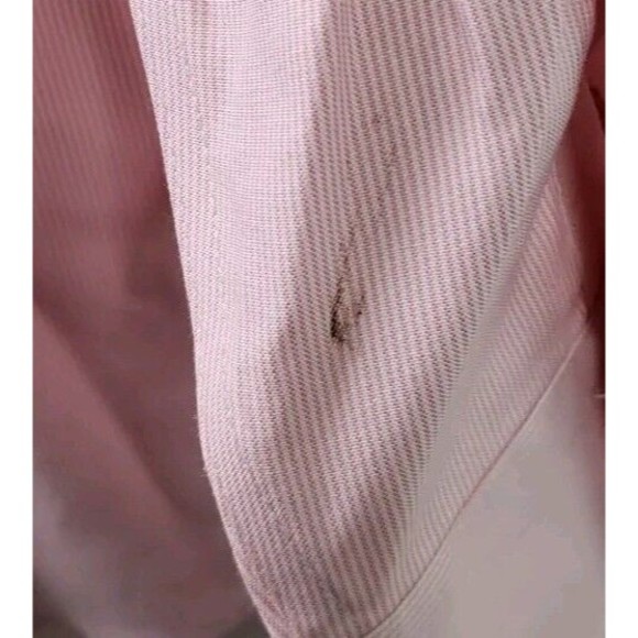 Jos A Bank Mens Dress Shirt 15.5/34 Tailored Fit Pink White Striped *Small Mark* - Picture 5 of 7